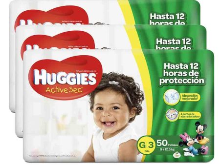 combo huggies active sec etapas 3  pack 150 on Sale